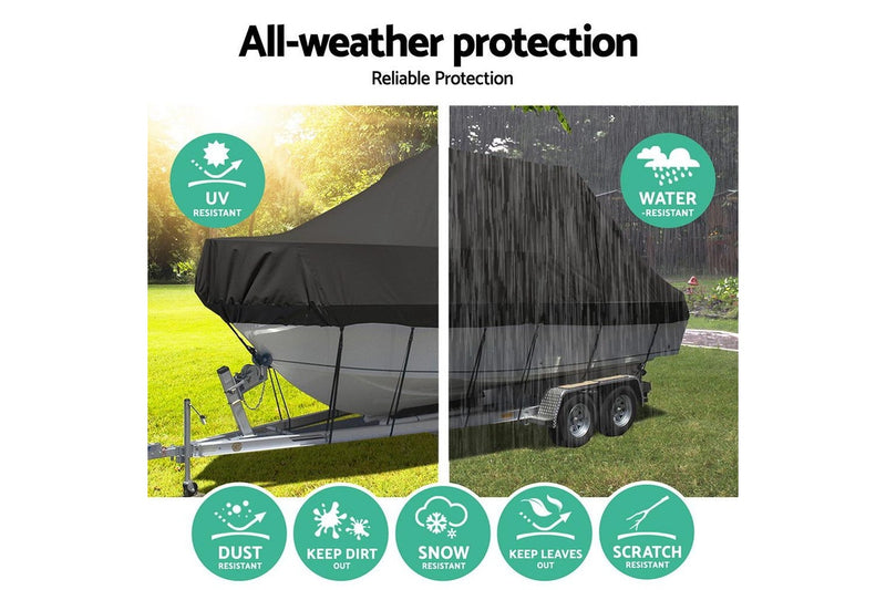 Seamanship Boat Cover 19-21ft Trailerable Jumbo Marine Grade Heavy Duty Black