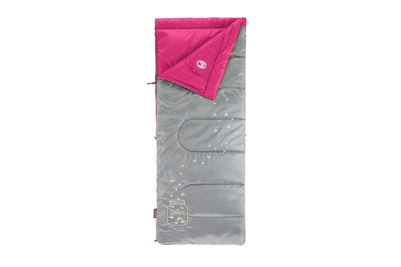 Coleman Sleeping Bag Kids Fyrefly Illumibug Pink 7C Rate Outdoor Camping Hiking