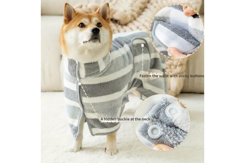 PETSWOL Medium Dog Bath Robe - Striped