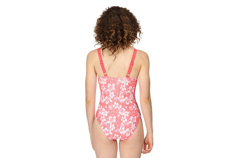 Regatta Womens/Ladies Sakari Hibiscus Tummy Control One Piece Swimsuit (Peach Bloom) (10 UK)