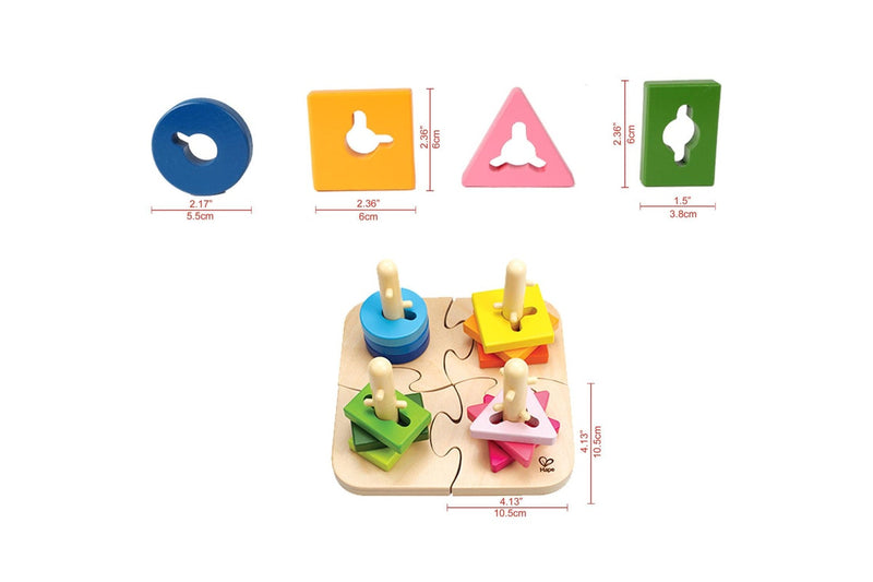 16pc Hape Creative Peg Puzzle Shapes Toddler Educational Wooden Toy Game 18m+