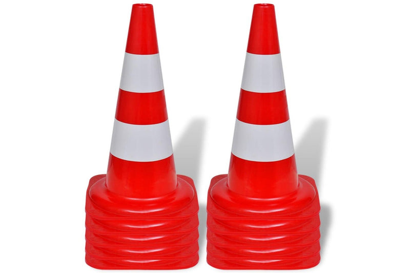 10 Reflective Traffic Cones Red And White 50 Cm Safety Cones Posts Barriers