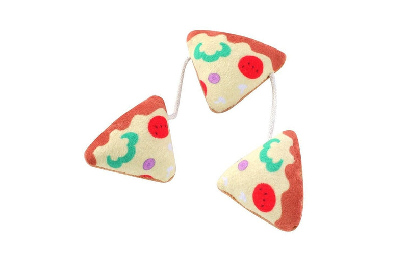 3x Paws & Claws Pet Cat Plush Pizza Dangler Interactive Toy w Crinkle & Catnip