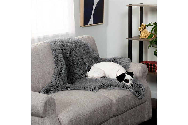 PETSWOL Throw Plush Blanket for Pets - Dark Grey