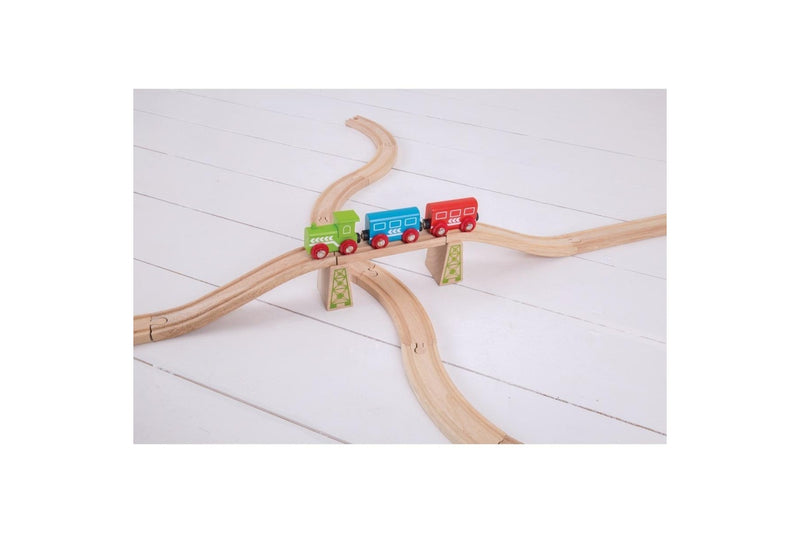 2x 6pc Bigjigs Rail 6.5cm High Level Blocks Wooden Toy Railway Accessory Set 3y+