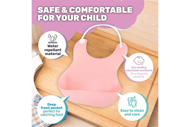 Costcom Baby Kid Smock Toddler Waterproof Soft Silicone Feeding Bib Apron Pouch BPA Free