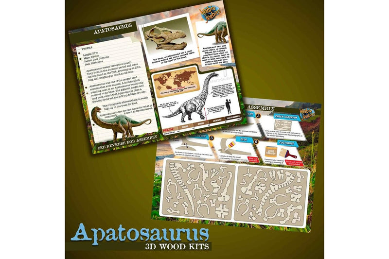 3x Heebie Jeebies Wood Apatosaurus Kit Dinosaur Kids Building Toy 36cm Small 6y+