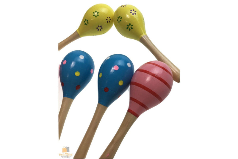 6x WOODEN MARACAS Musical Egg Percussion Toy Shakers Rattles Rumba Party BULK