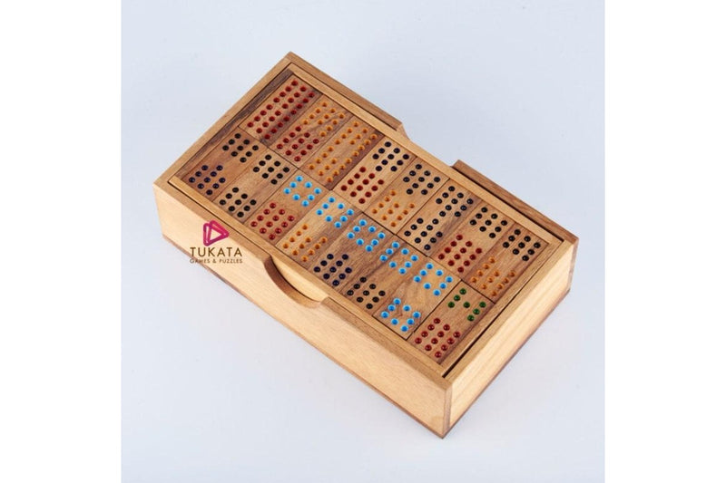 Wooden Domino Game Set Handmade Dominoes in Gift box