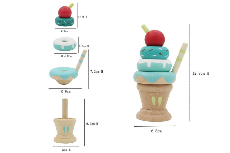 Kaper Kidz Calm & Breezy Stacking Icecream Strawberry Mint Children's Toy Set