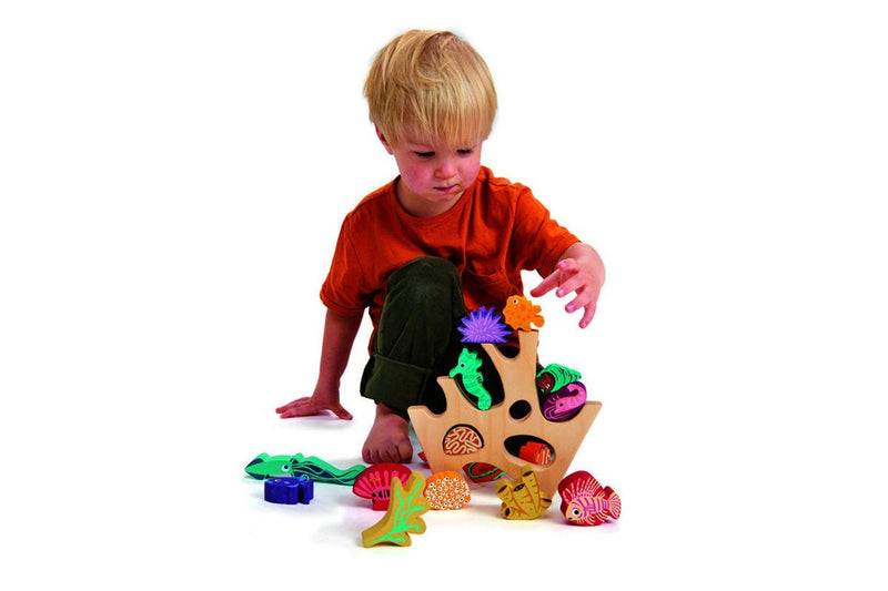 18pc Tender Leaf Toys 30cm Stacking Coral Reef Wooden Toy Set Kids Toddler 18m+