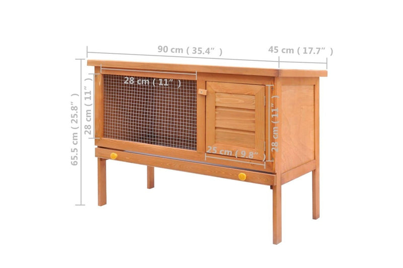 Outdoor Rabbit Hutch 1 Layer Wood vidaXL