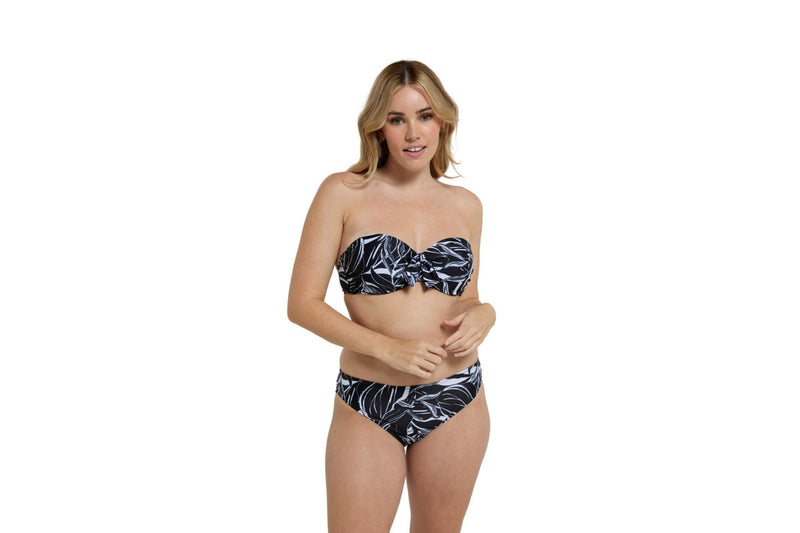 Mountain Warehouse Womens/Ladies Docks Leaf Print Front Tie Bikini Top (Jet Black) (6 UK)