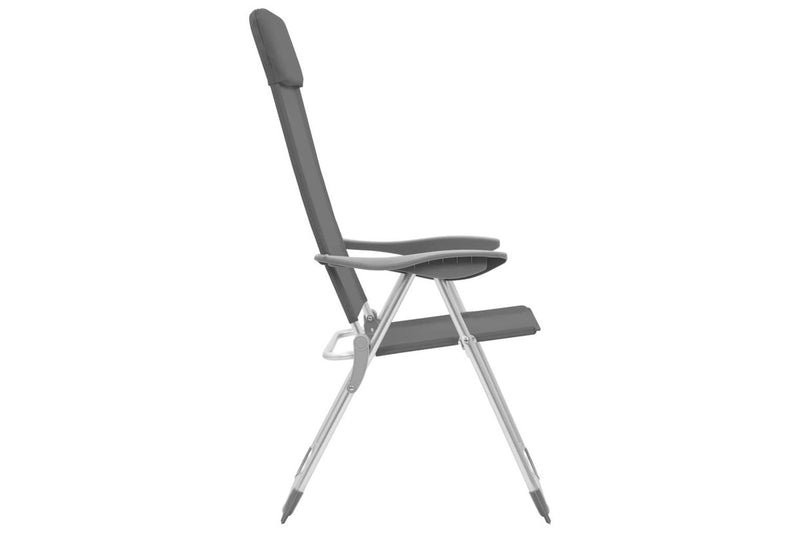 Folding Camping Chairs 2 pcs Grey Aluminium vidaXL