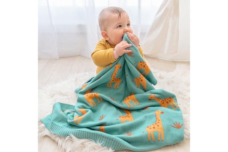 Living Textiles 85cm Whimsical Baby Blanket Infant Pram Comforter Giraffe Sage