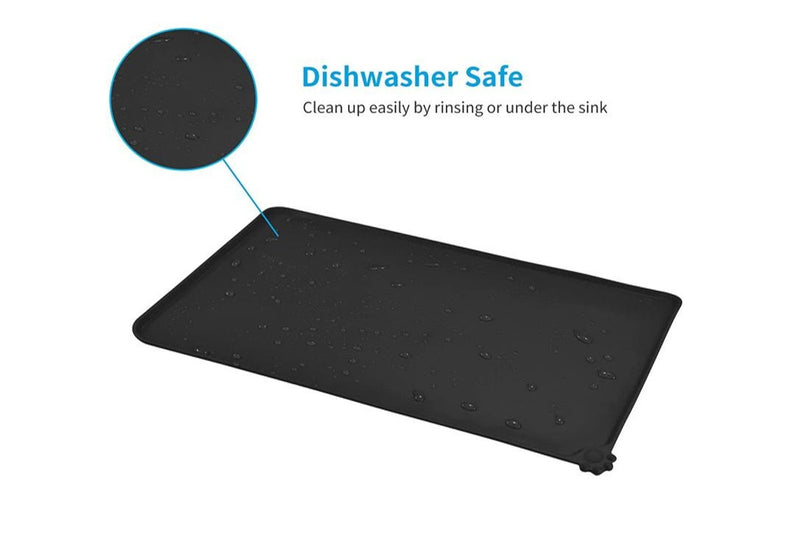 Non-Slip Waterproof Pet Feeding Mat - 54 x38cm (Black)