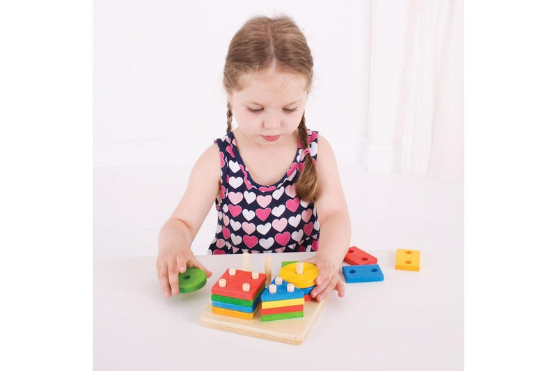 17pc Bigjigs Toys First Four Shape Sorter Wooden Toy Kids Fun Activity Play 12m+