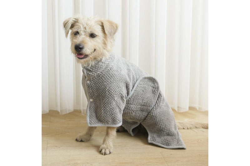 PETSWOL Small Dog Bath Robe - Gray