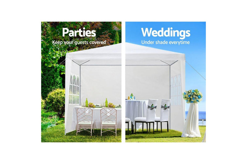 Instahut Gazebo 3x3m Marquee Wedding Party Tent Outdoor Camping Side Wall Canopy Window Panel White