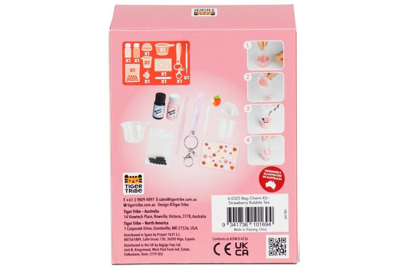 Tiger Tribe: Strawberry Bubble Tea - Bag Charm Kit