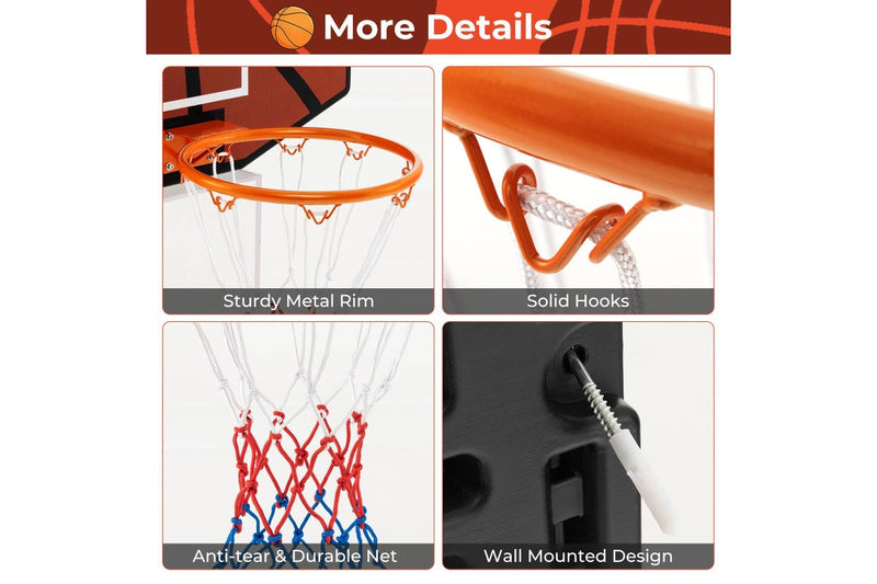 Costway Wall Mounted Basketball Kit Mini Portable Basketball Hoop Set Indoor Outdoor Basketball Goal