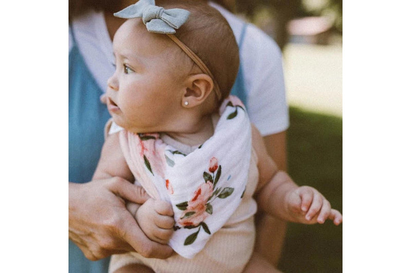 Little Unicorn: Reversible Muslin Bandana Bib - Watercolour Roses