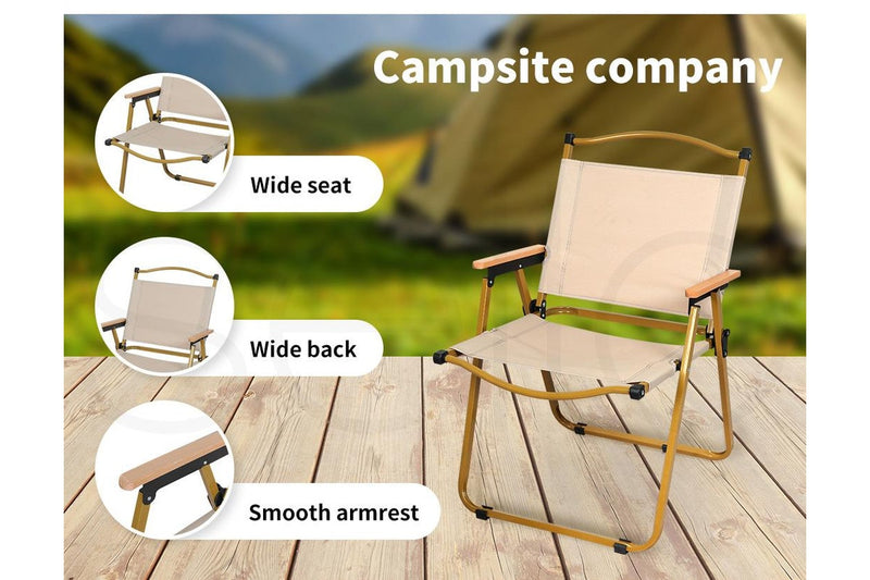 Levede Folding Camping Table Chair Set Portable Brown