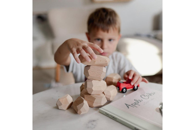 14pc Kinderfeets Stacking Stones Kids Wooden Toy Fun Activity Play Natural 2+