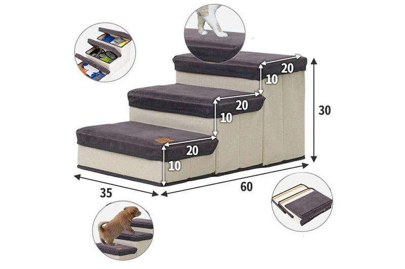 3 Layer Pet Stairs + Storage For Bed And Sofa