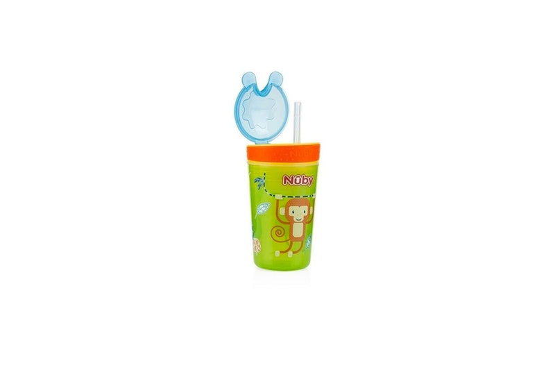 2x Nuby 2-in-1 Snack and Sip Drinking Cup w Container 270ml 6m+ Assorted