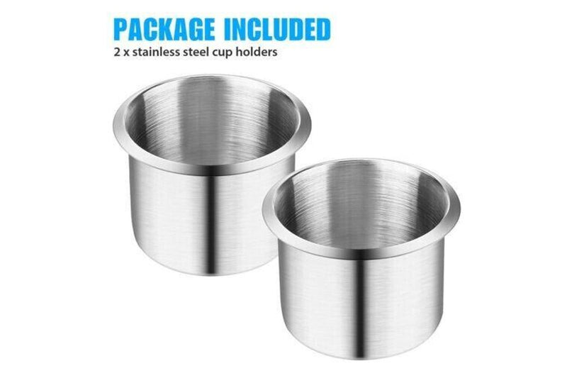 2pcs Stainless Steel Cup Drink Holder For Marine Car Truck Camper RV Boat