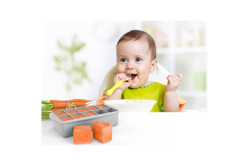 Melii: Silicone Baby Food Freezer Tray with Lid - Luxe Grey