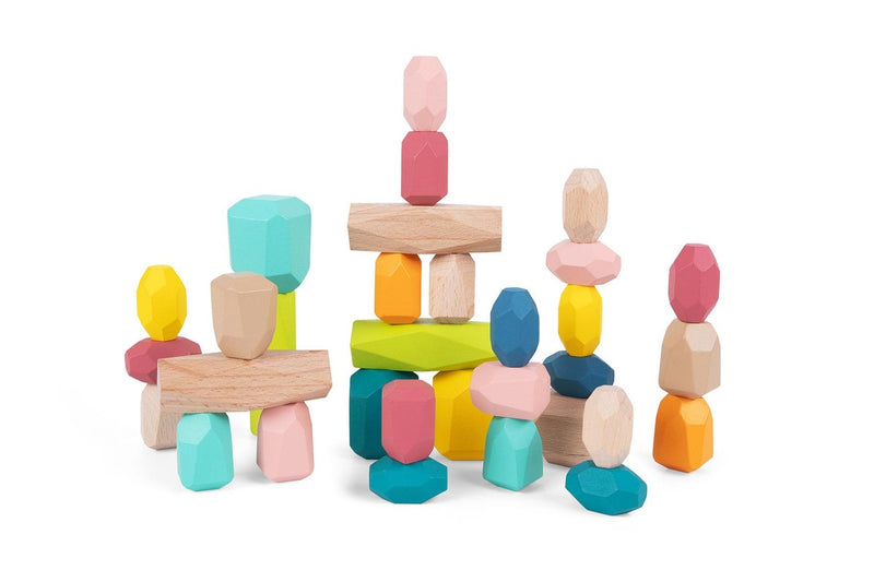 32pc Tooky Wooden Stacking Stone Large Building Blocks Kids Fun Learning Toys 3+