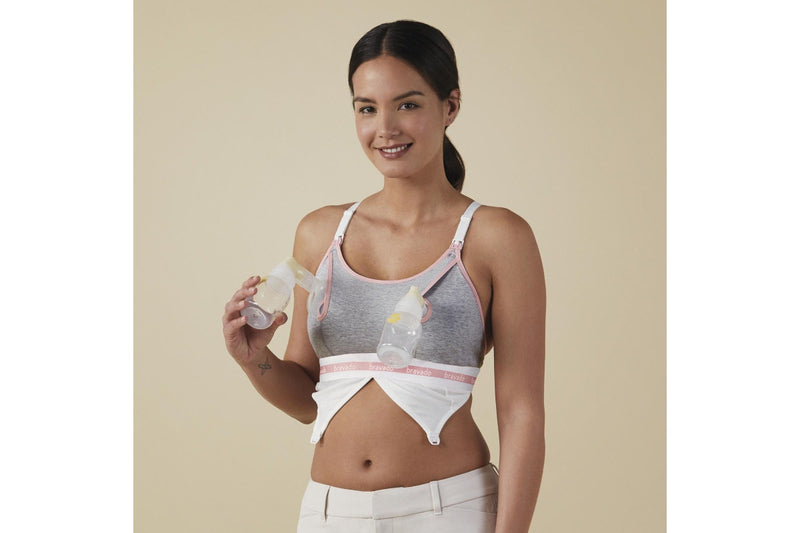 Bravado Designs: Clip and Pump Nursing Bra - Dove Heather W/ Dusted Peony (Large)