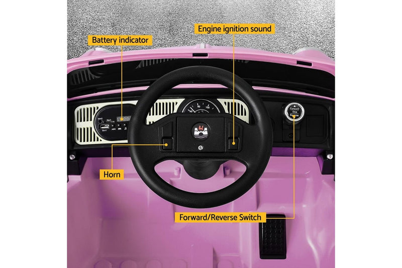 Kids Ride On Car Licensed Volkswagen Beetle Electric Toys Horn Remote 6V Pink