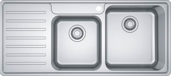 Franke BELL Inset SinkDouble Bowl Sink with Drainer Overall 1080mm Width