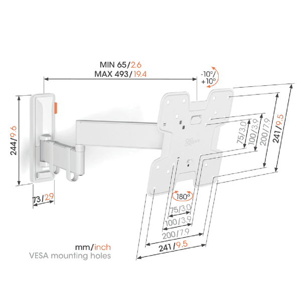 Vogels Full Motion+ TV Wall Mount White 19-43"