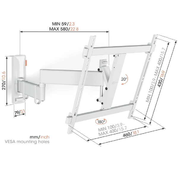 Vogels Full Motion+ TV Wall Mount White 32-65"