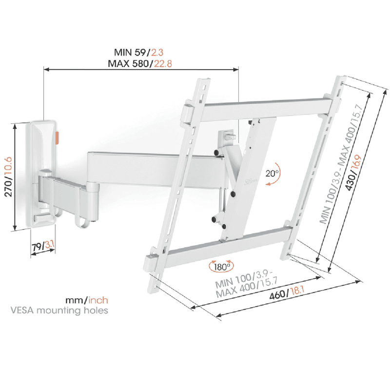 Vogels Full Motion+ TV Wall Mount White 32-65"