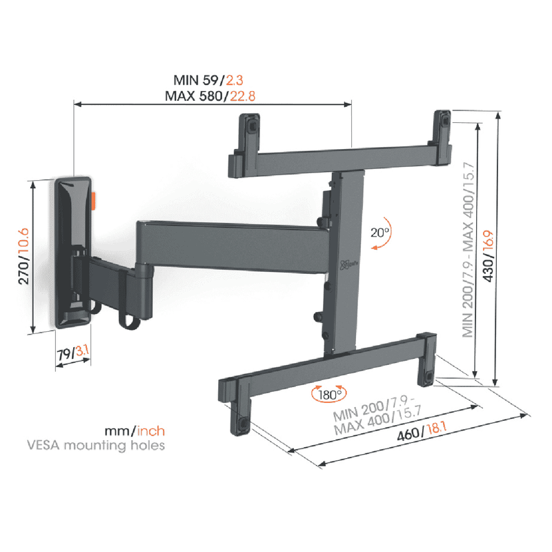 Vogels Full Motion+ OLED TV Wall Mount 32-65"