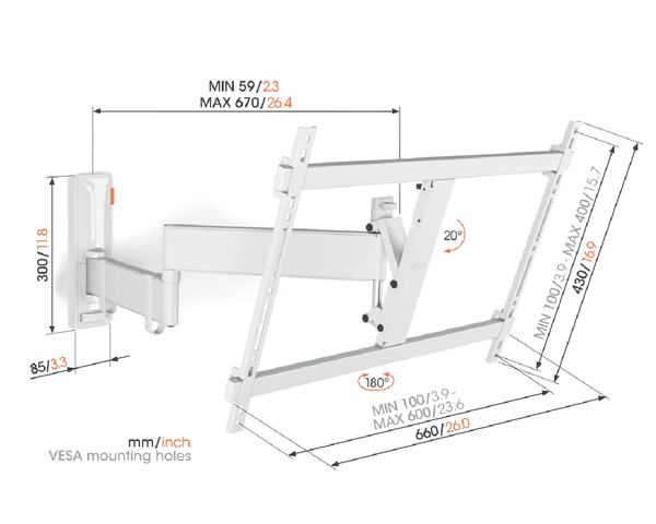 Vogels Full Motion+ TV Wall Mount White 40-77"