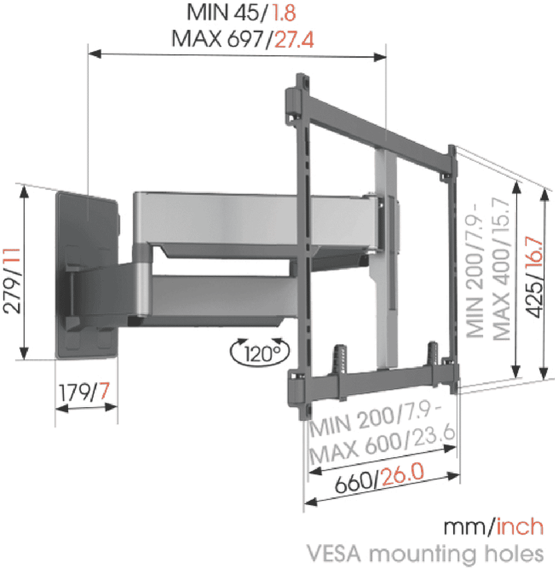 Vogels Ultra-Slim Elite Forward Full Motion TV Wall Bracket (Extra Large (55-100")