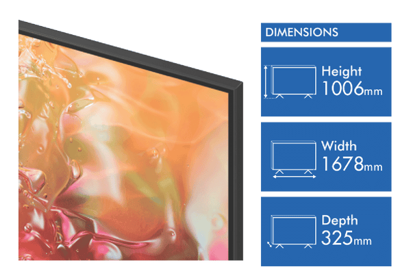 Samsung 75" DU7700 4K Crystal UHD Smart TV 24