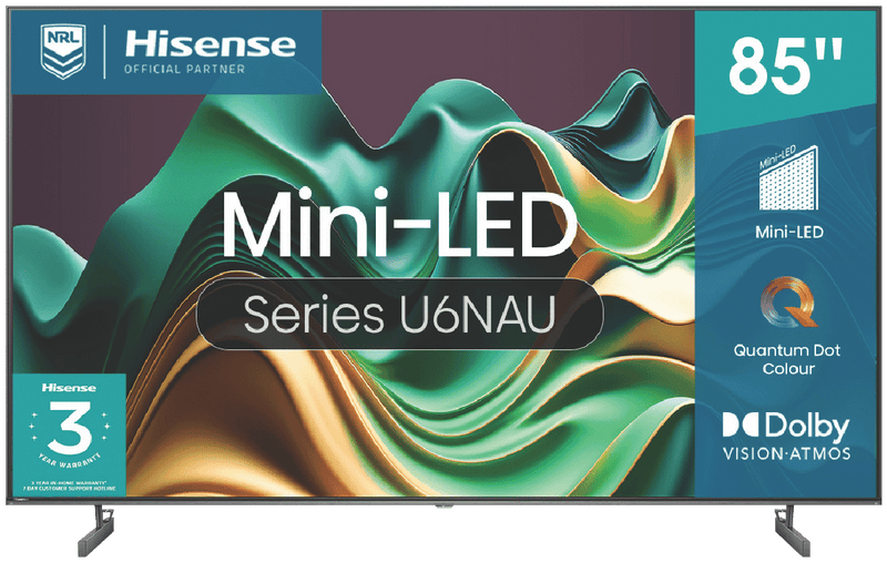 Hisense 85" U6NAU 4K Mini-LED QLED Smart TV 24