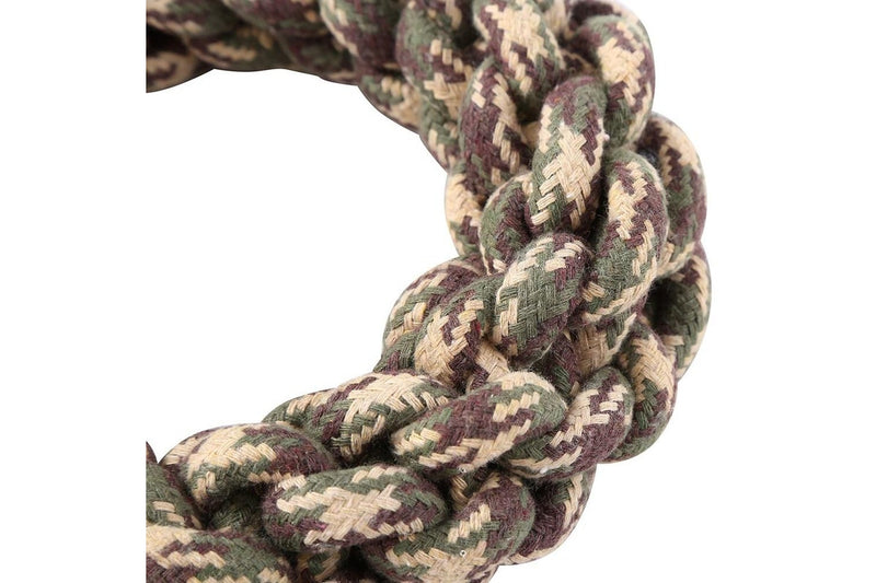 2x Paws & Claws Military 20x4cm Braided Ring Tug Pet Toy Play Chew Dog Assorted