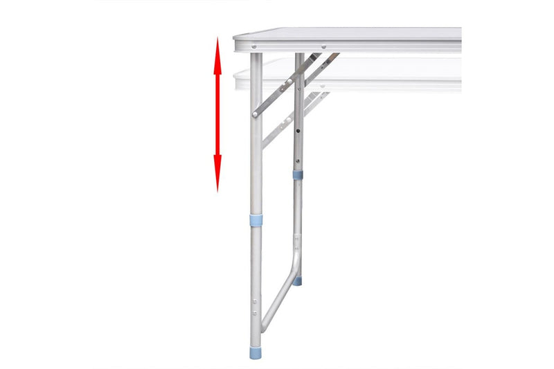 Foldable Camping Table Height Adjustable Aluminium 120 x 60 cm vidaXL