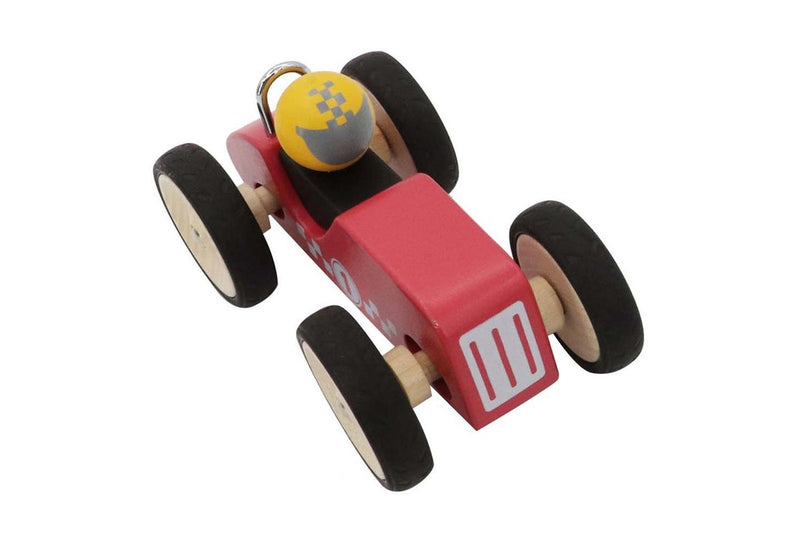 Kaper Kidz Retro Racing Wooden Car Red Large Kids Interactive Playing Toy 12m+