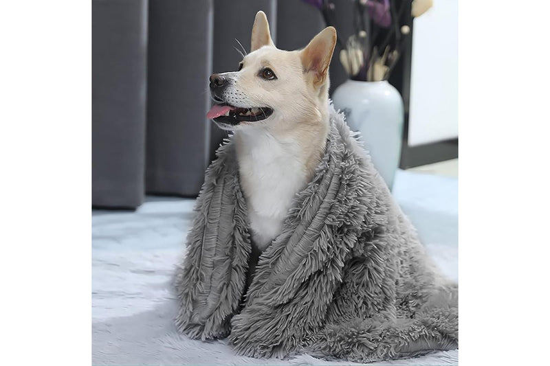 PETSWOL Throw Plush Blanket for Pets - Dark Grey