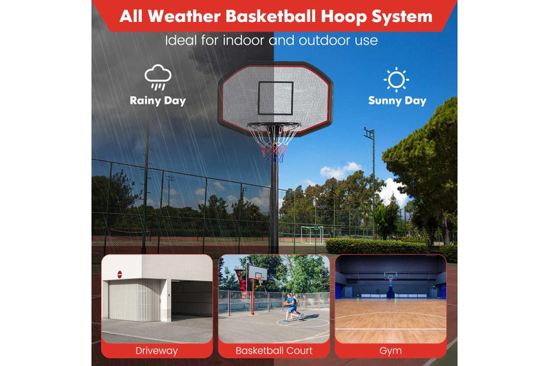 Costway Adjustable Basketball Hoop Stand System All Weather Basketball Ring w/ Wheels & Sturdy Base Teenagers