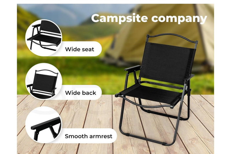 Levede Folding Camping Table Chair Set Black